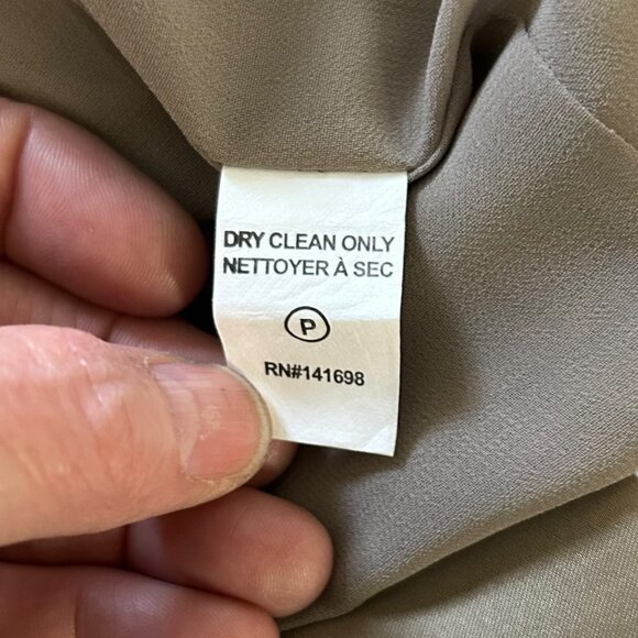 Ramy Brook Olive Satin Faux Wrap Short Dress Flutter Sleeves Tie V-Neck Sz 0 - Picture 6 of 6